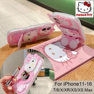 Hello Kitty Bracket Rotatable Makeup
Mirror Phone Case For Iphone 16 Pro Max